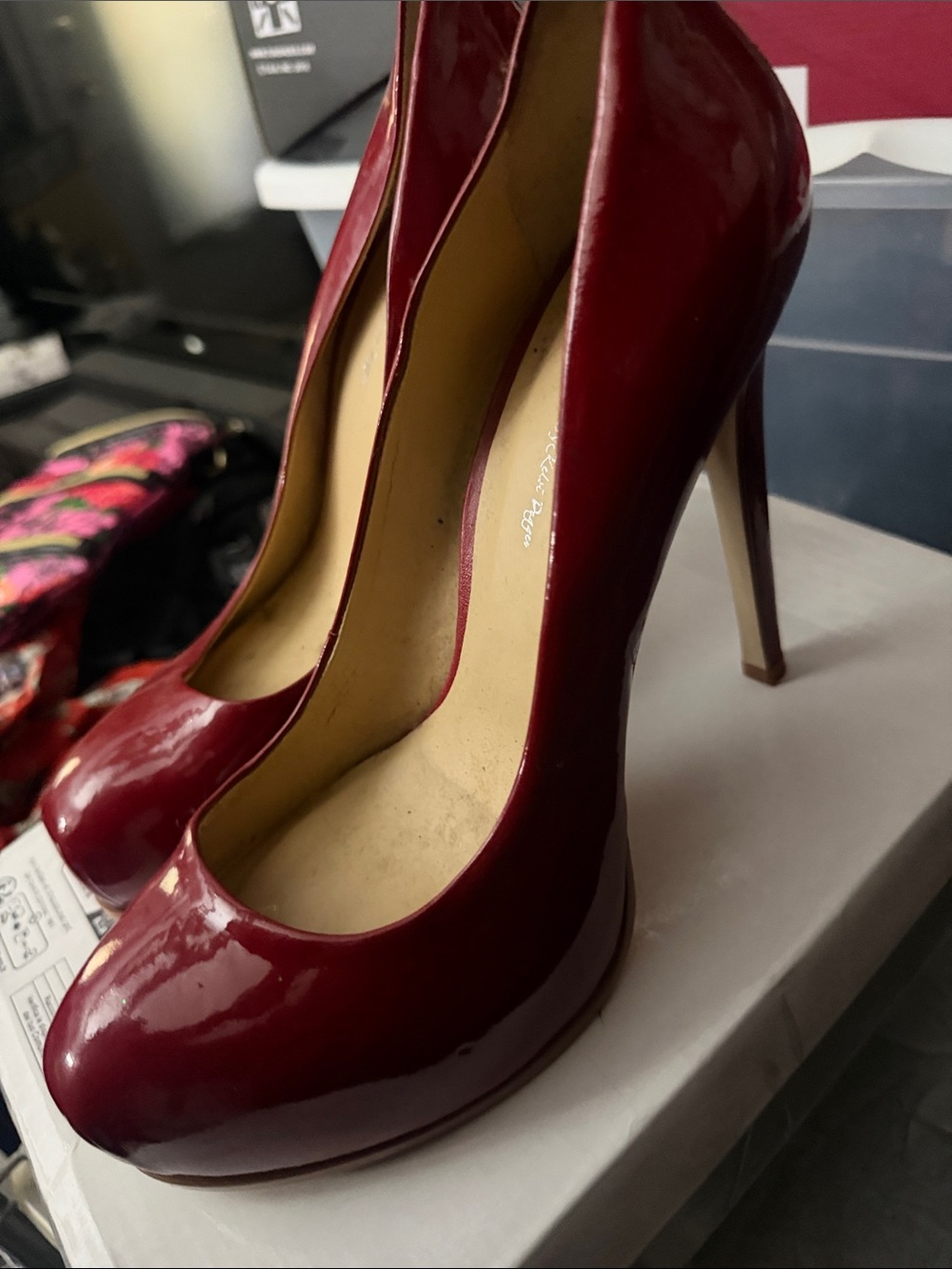 Kelsi Dagger Red Patent Leather Platform Stiletto Pumps Heels